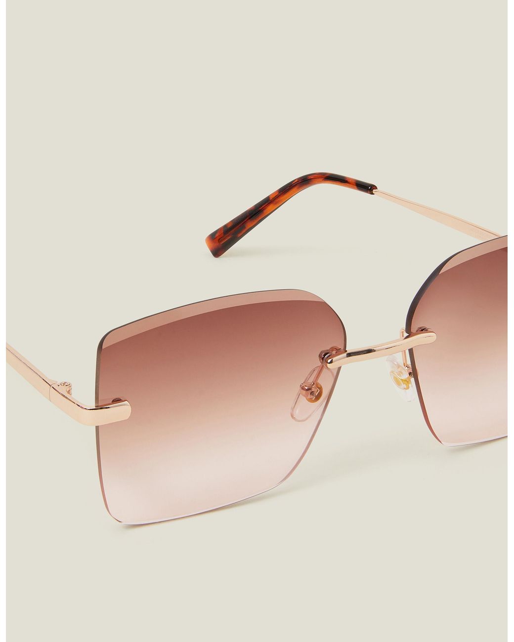 Accessorize Natural Oversized Ombré Rimless Sunglasses