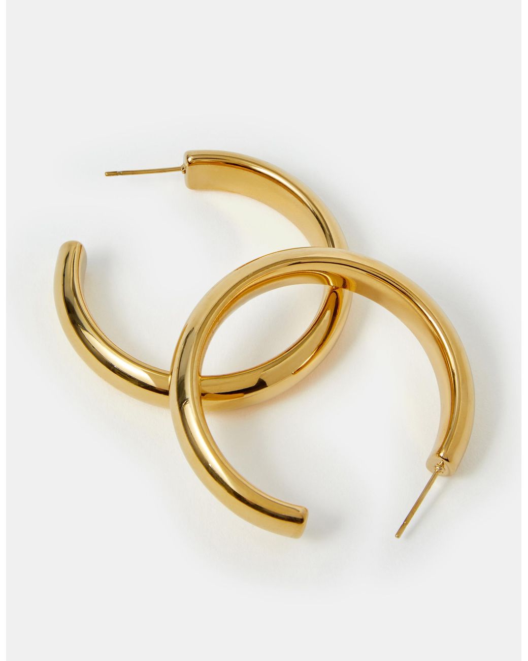 Accessorize White Stainless Steel Chunky Hoop Earrings