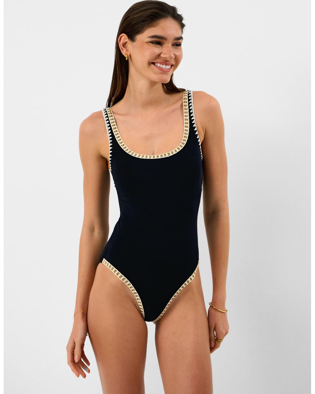 Accessorize Black Glitter Detail Swimsuit