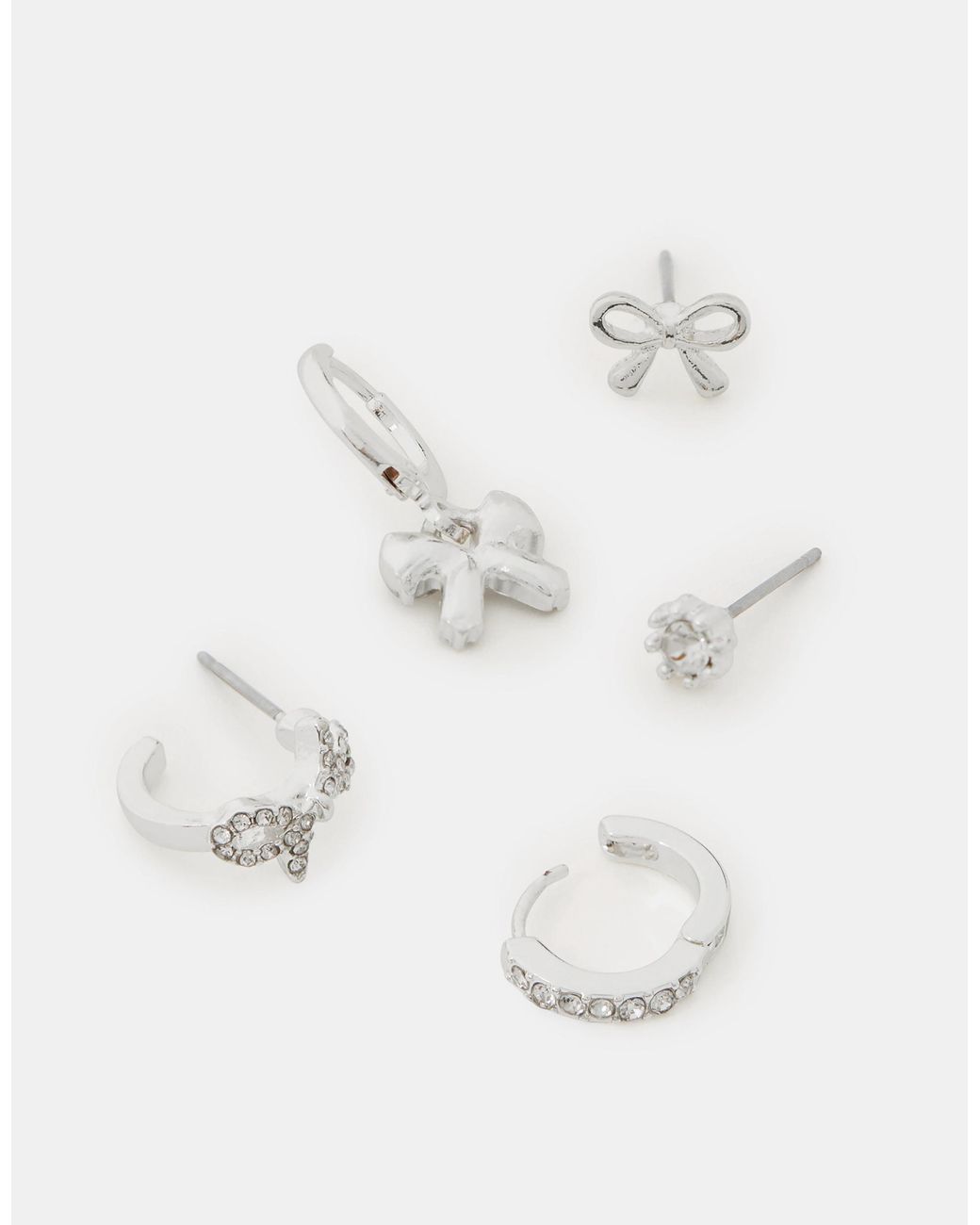 Accessorize White 5-Pack Bow Stud & Hoop Earrings