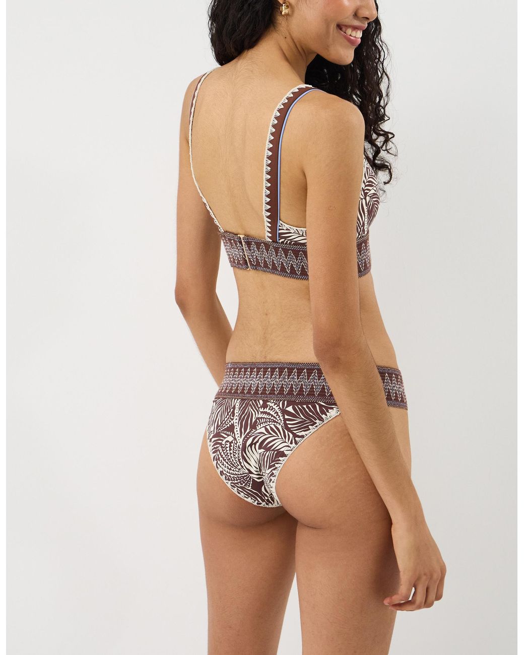 Accessorize White Palm Print Band Bikini Bottom