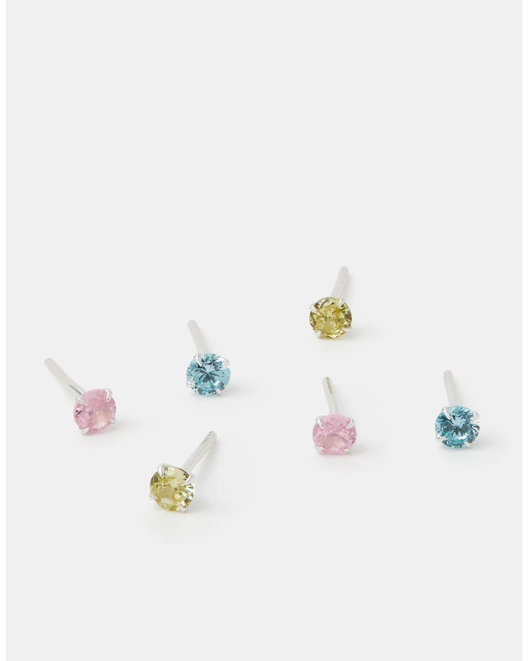 Accessorize White 3-Pack Sterling Diamanté Stud Earrings