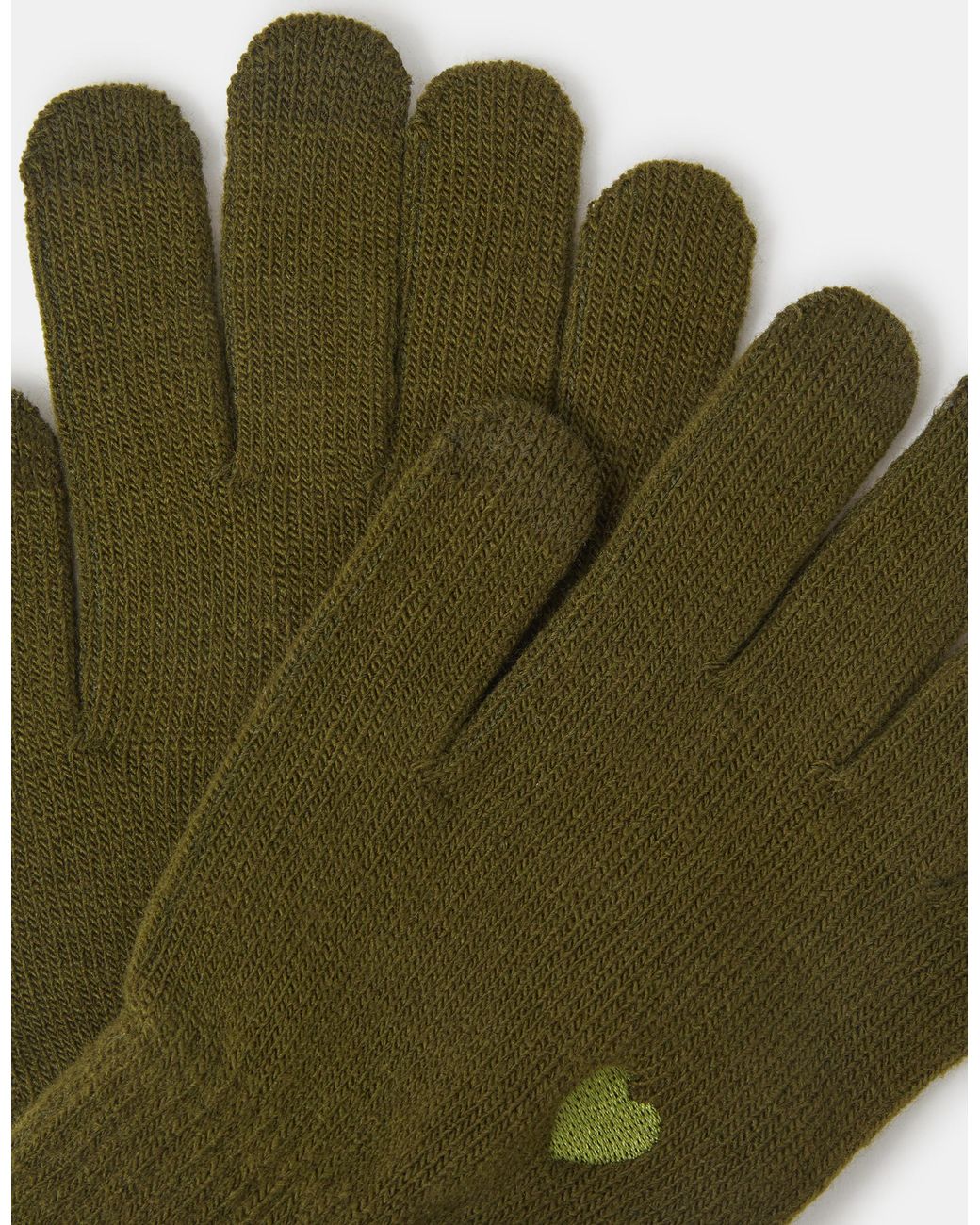Accessorize Green Heart Embroidered Touchscreen Gloves