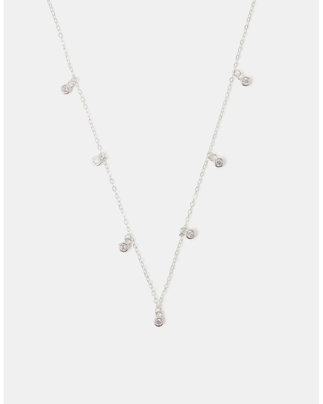 Accessorize White Sterling Stone Station Necklace