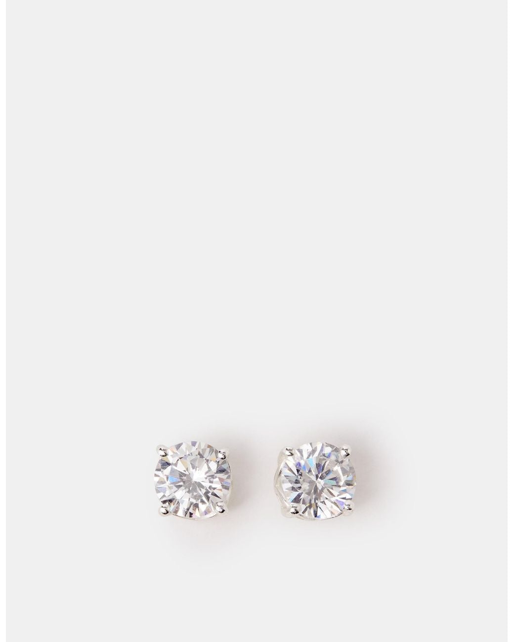 Accessorize White Sterling Round Cut Stud Earrings