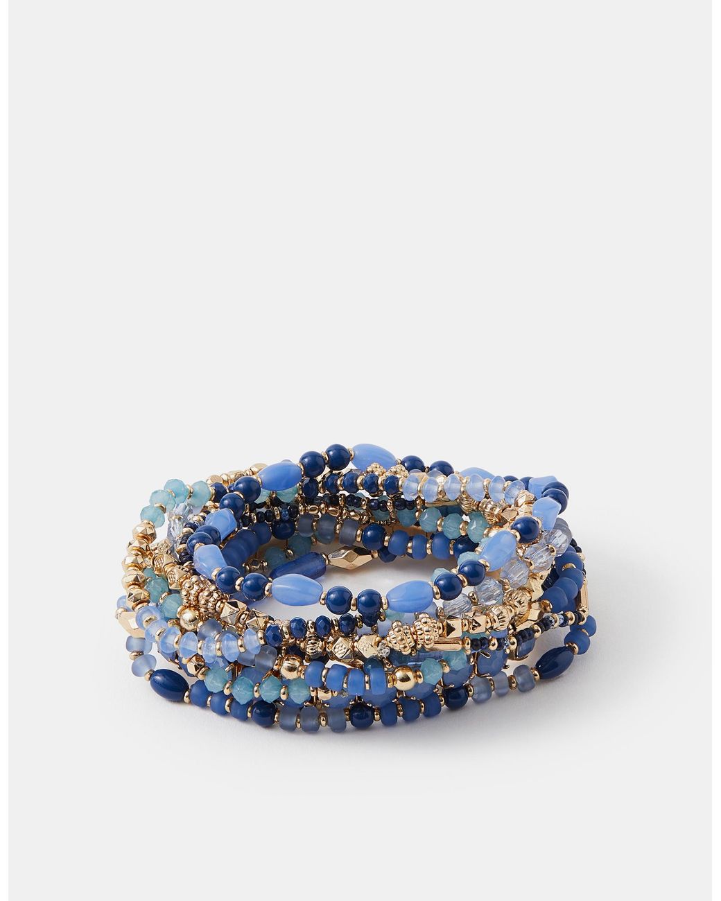 Accessorize Blue 11-Pack Bead Stretch Bracelets