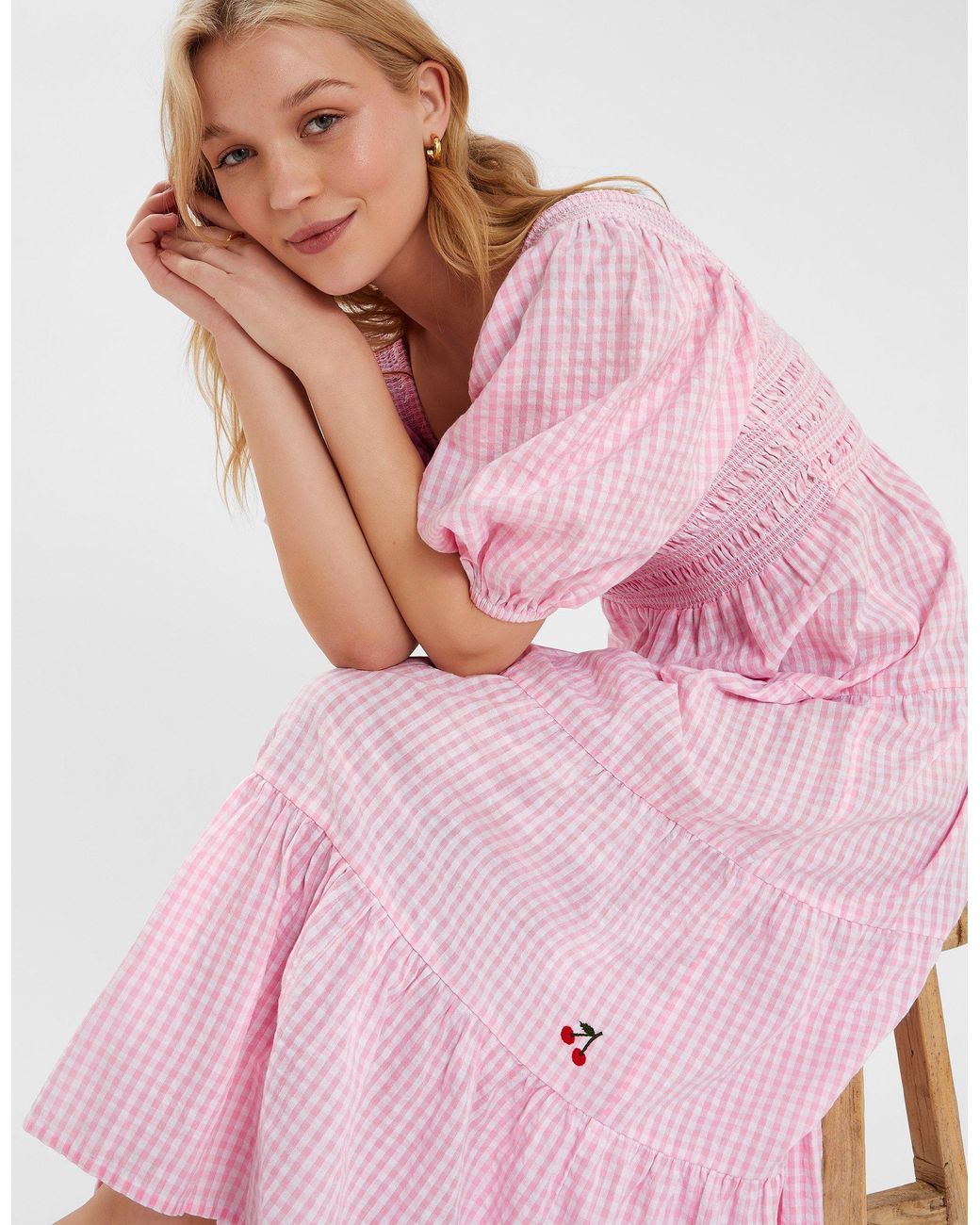 accessorize pink dress Tie Back Embroidered Midi Dress Pink | Dresses