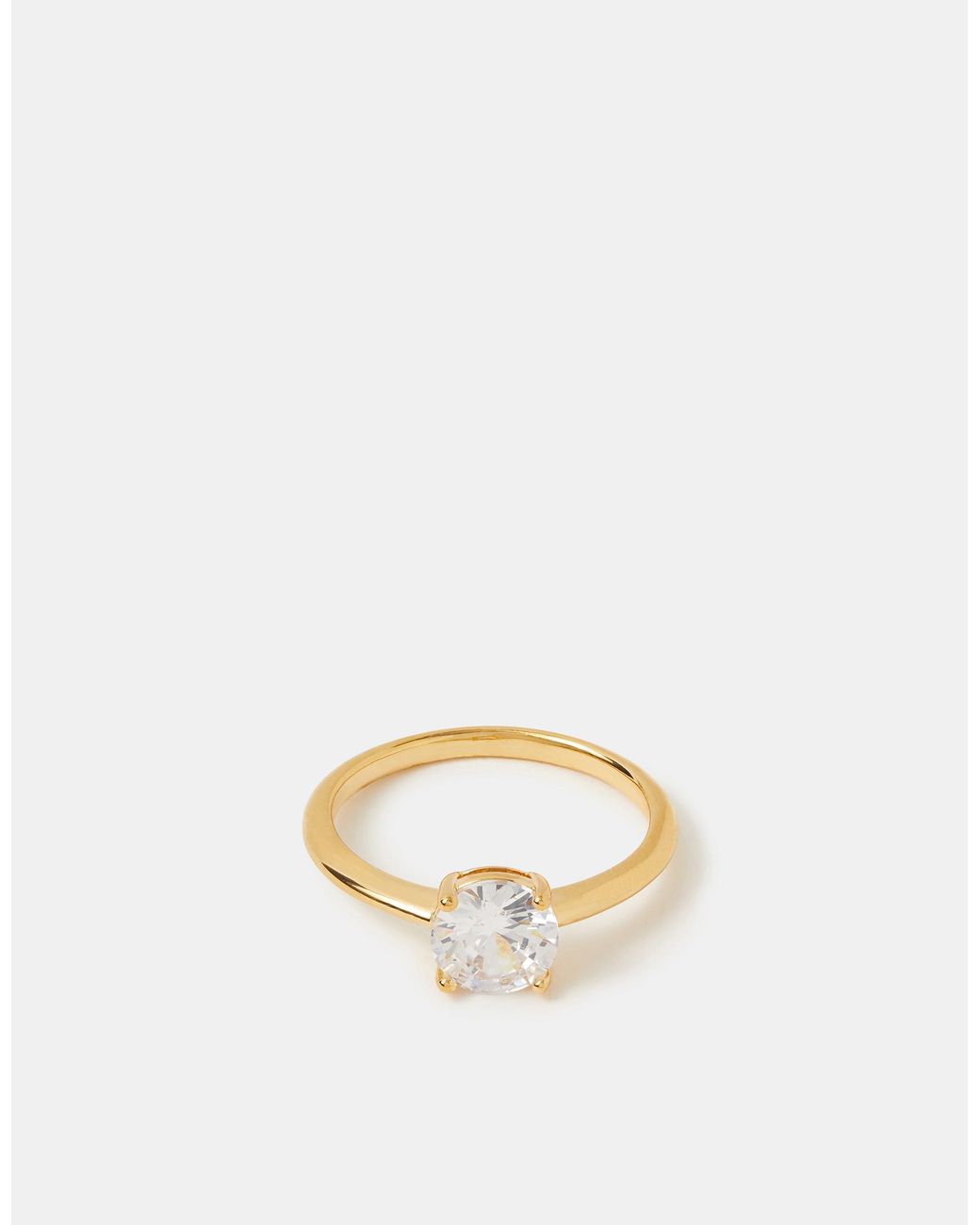 Accessorize White 14Ct-Plated Solitaire Ring