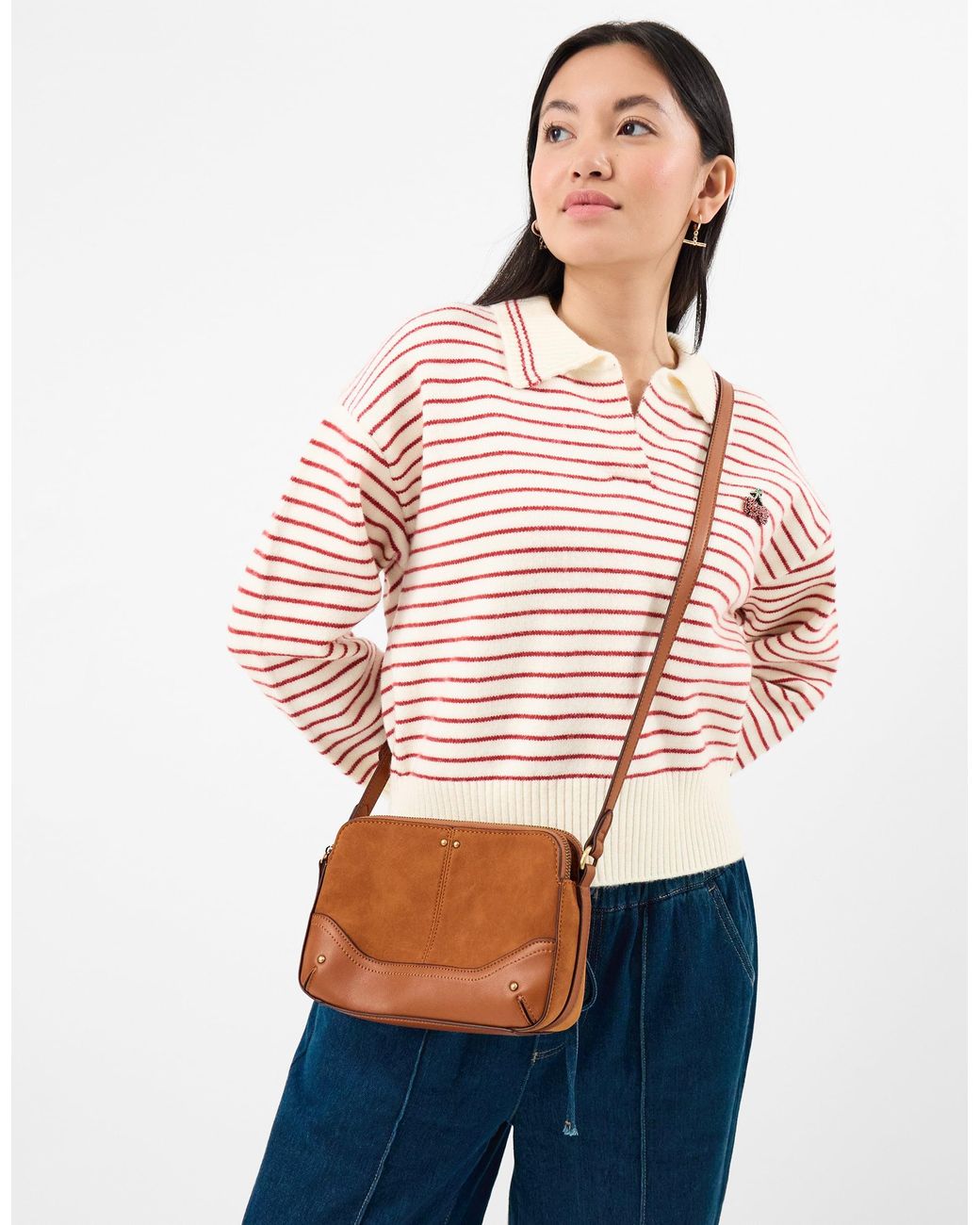Accessorize Pink Classic Double Zip Crossbody Bag