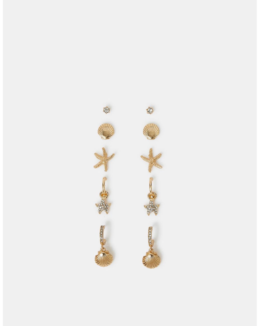 Accessorize White 5-Pack Beach Seashell And Hoop Earrings