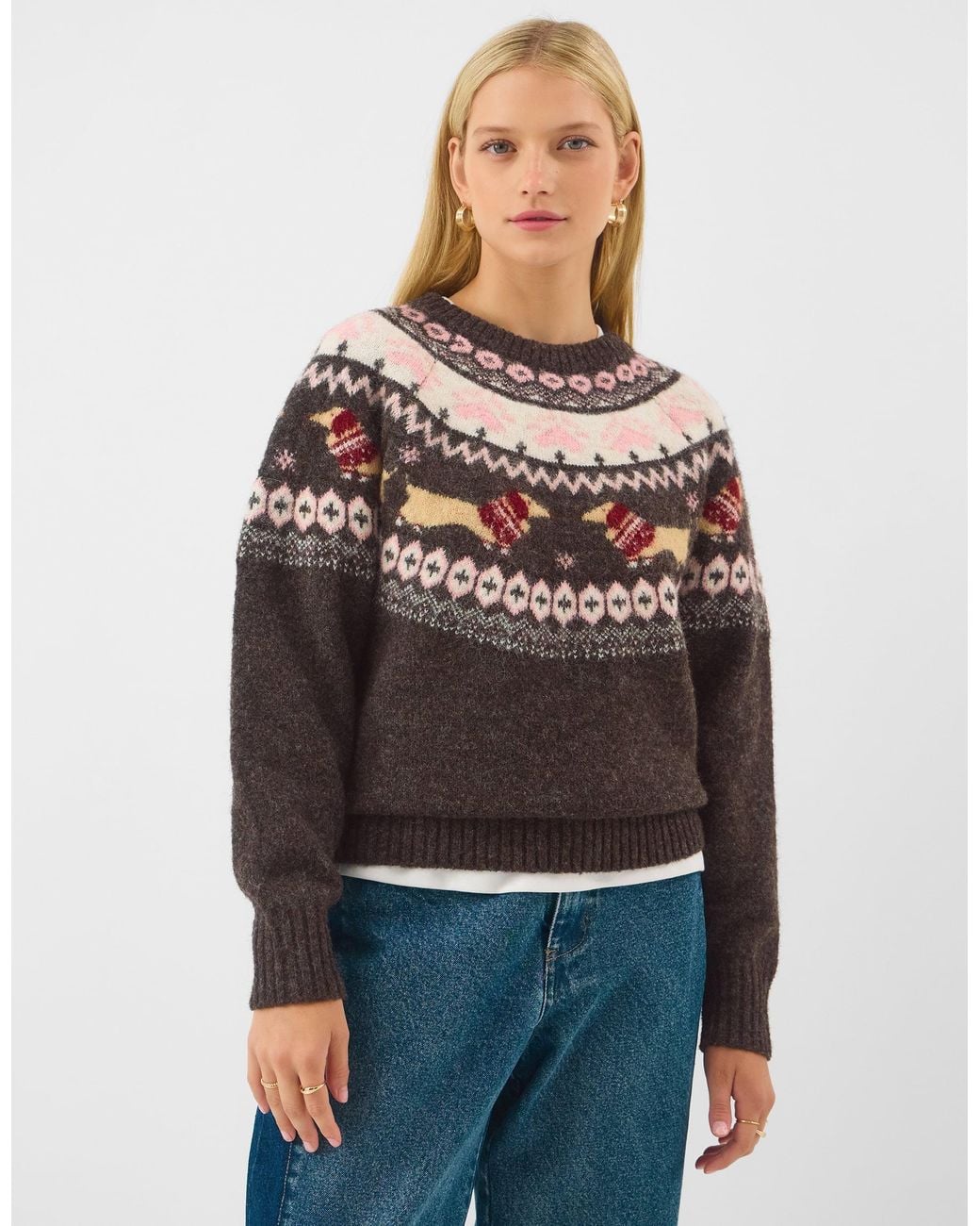 Accessorize Gray Sausage Dog Christmas Jumper