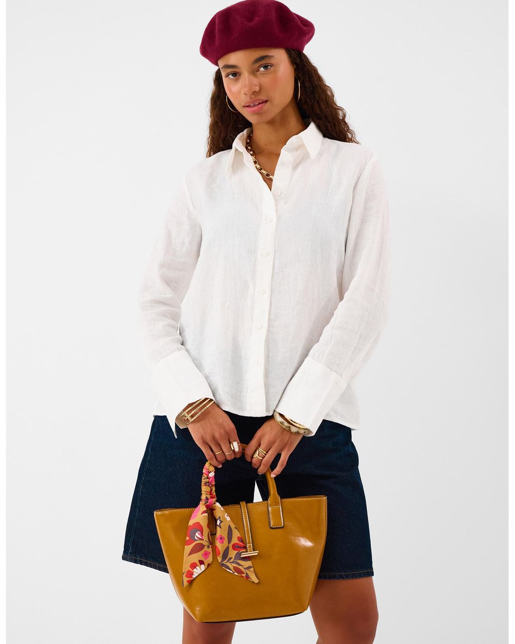 Accessorize Metallic Floral Scarf Patent Handbag