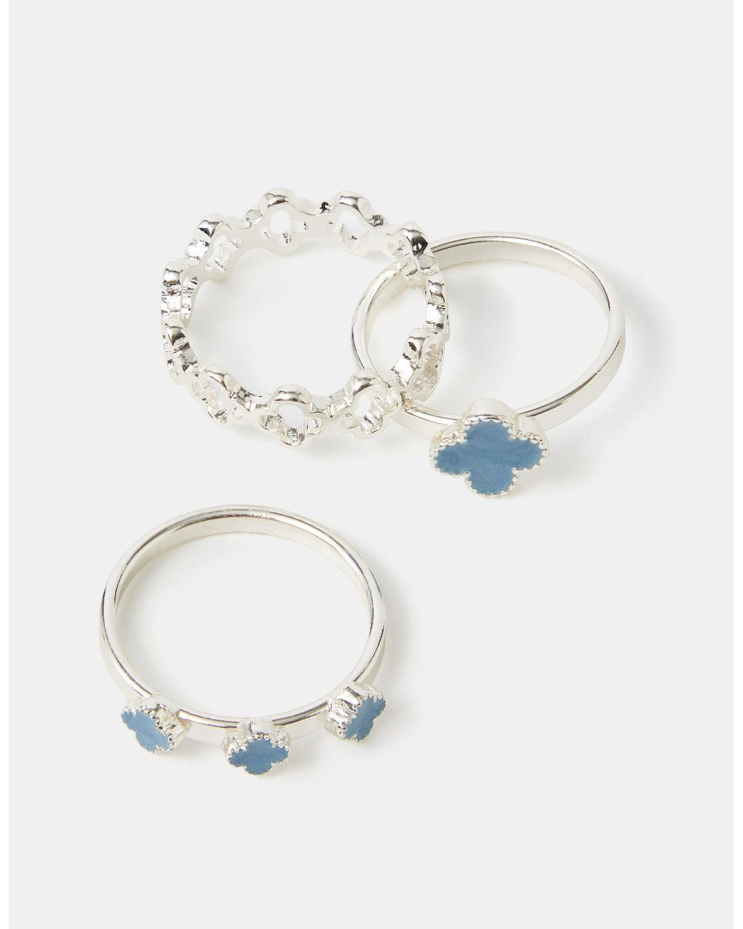Accessorize White 3-Pack Clover Rings