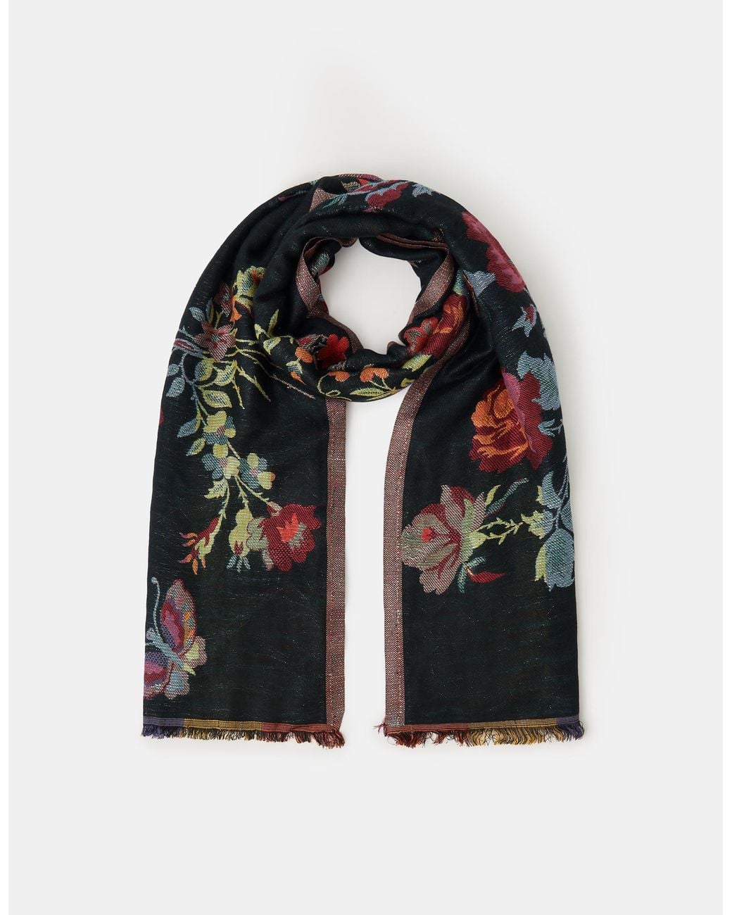 Accessorize Black Floral Jacquard Blanket Scarf
