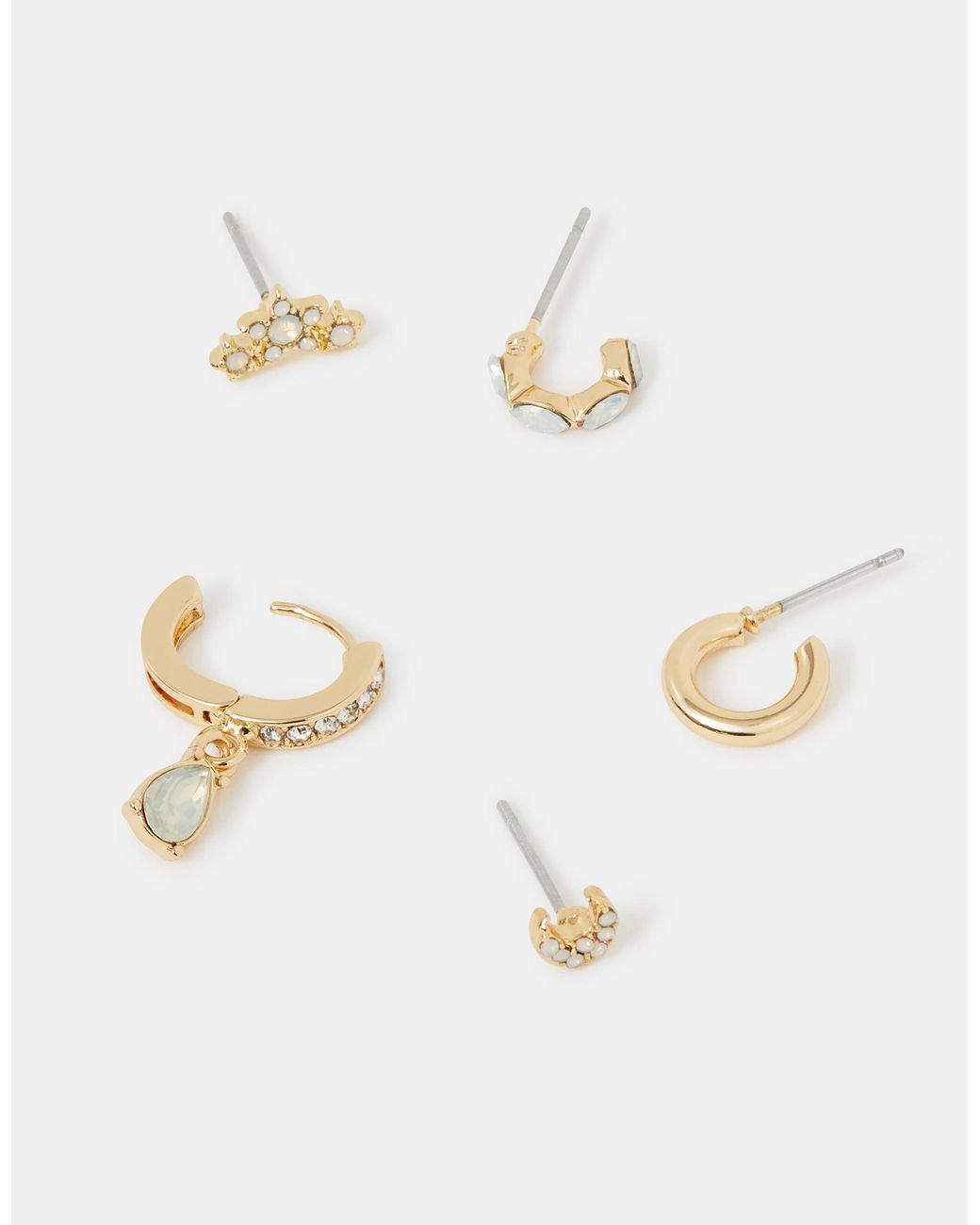 Accessorize White 5-Pack Stone Stud & Hoop Earrings