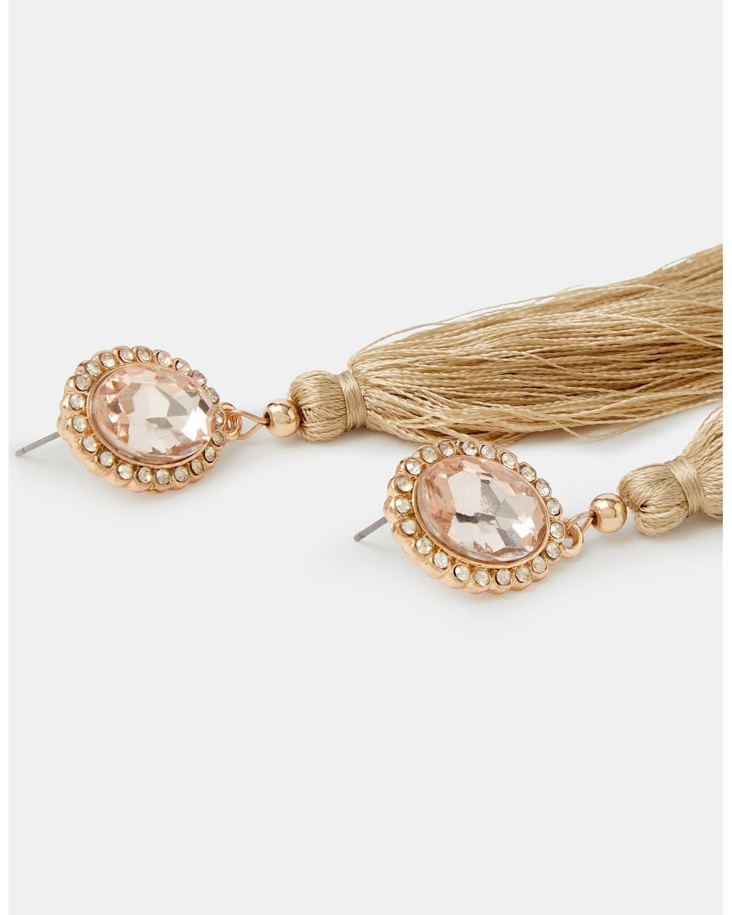 Accessorize Natural Diamanté Tassel Drop Earrings