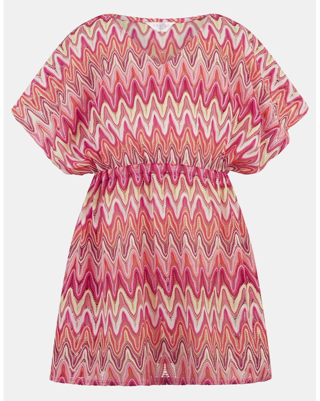 Accessorize Pink V-Neck Crochet Kaftan