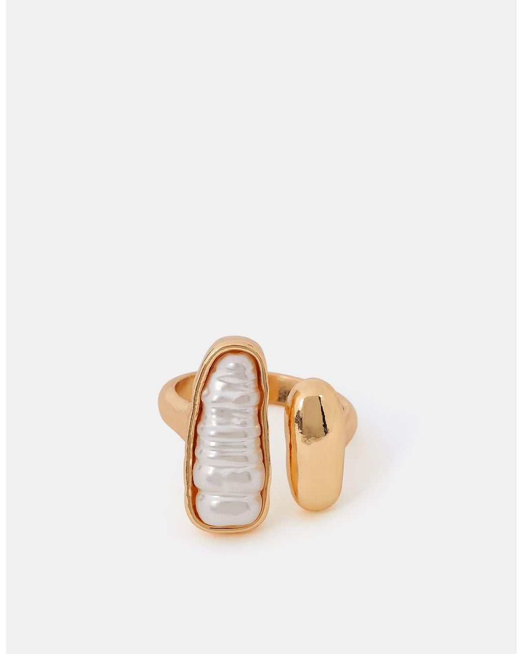 Accessorize Black Statement Pearl Open Ring