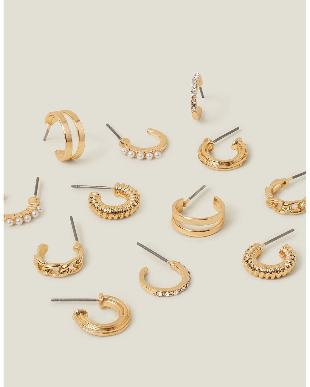 Accessorize Natural 6-Pack Textured Hoops