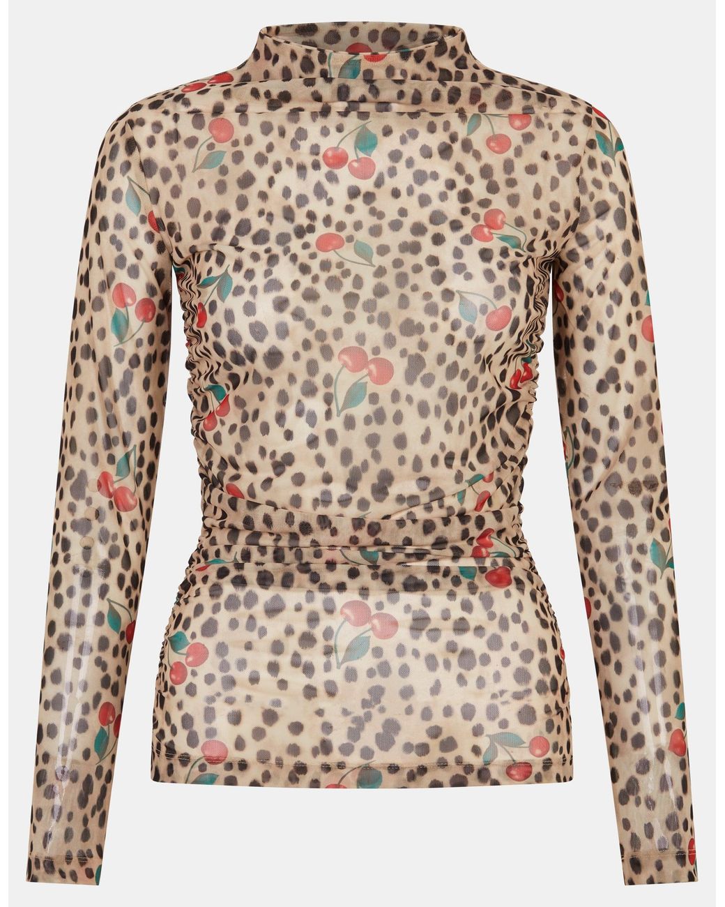 Accessorize Brown Animal Print Mesh Long Sleeve Top