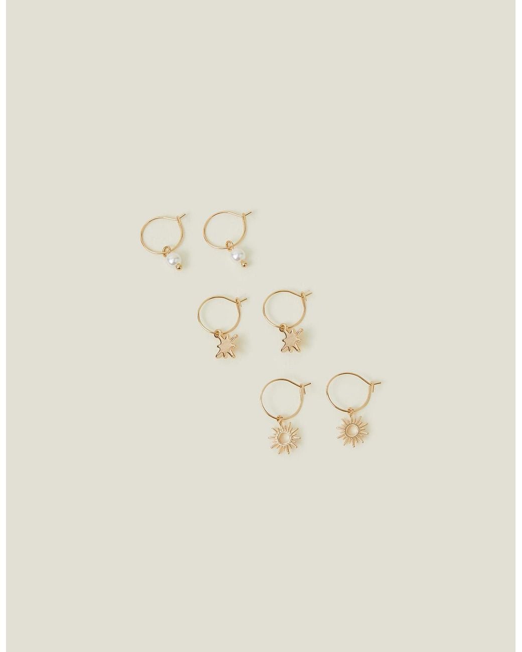 Accessorize Brown 3-Pack Starburst Hoop Earrings