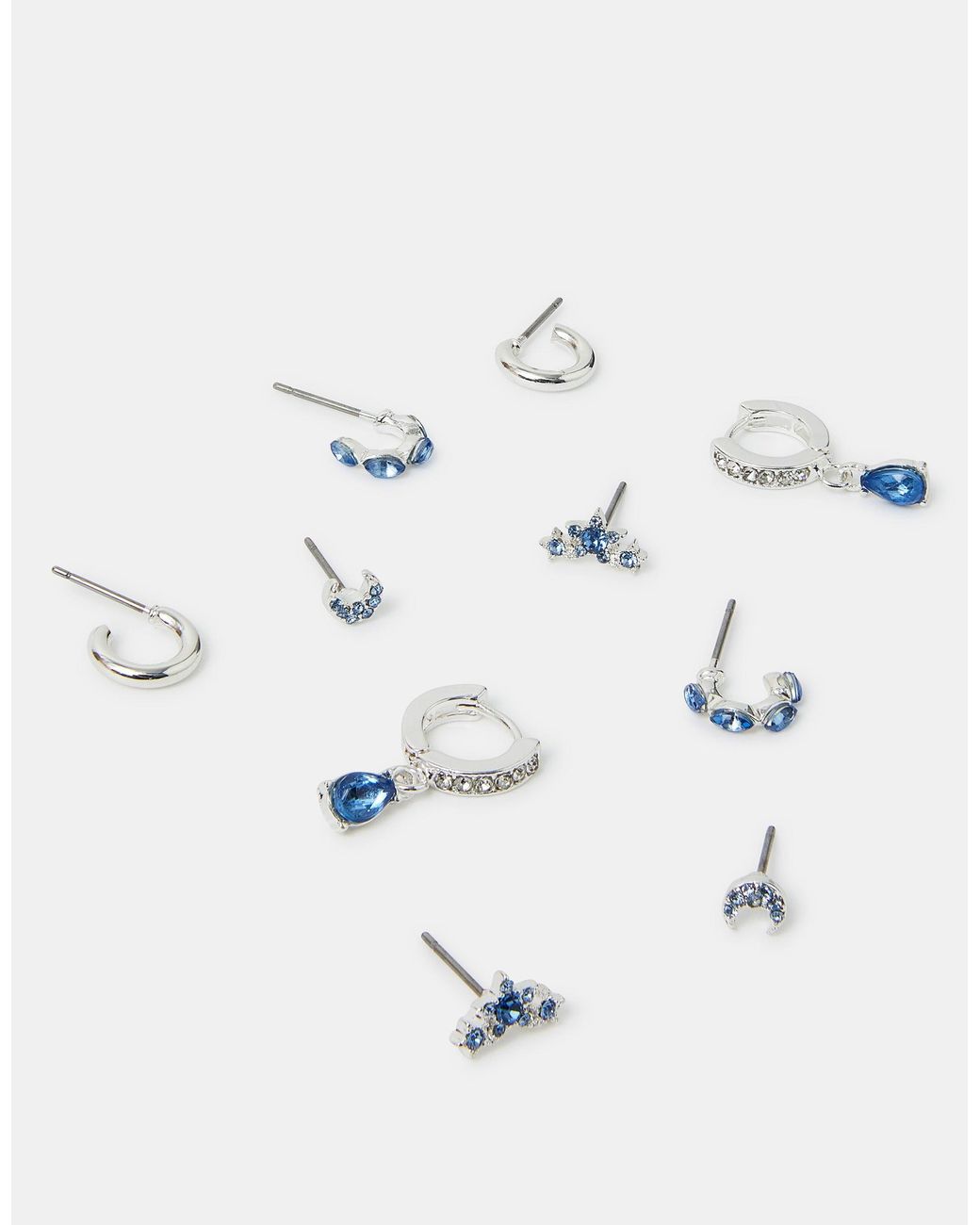 Accessorize White 5-Pack Diamanté Gem Stud & Hoop Earrings