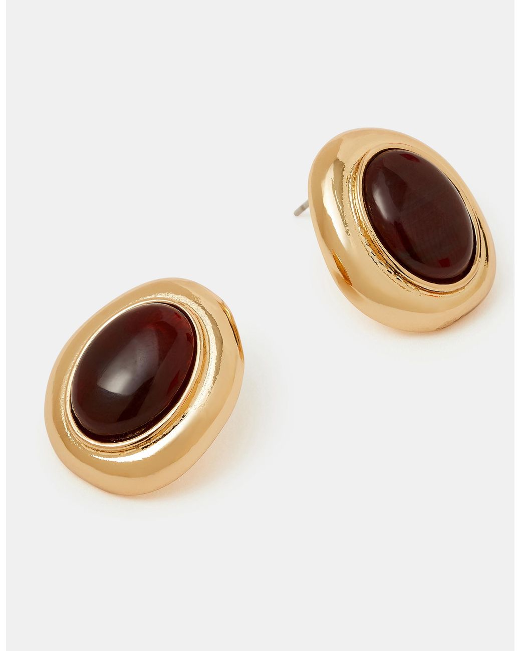 Accessorize Brown Statement Resin Stone Stud Earrings