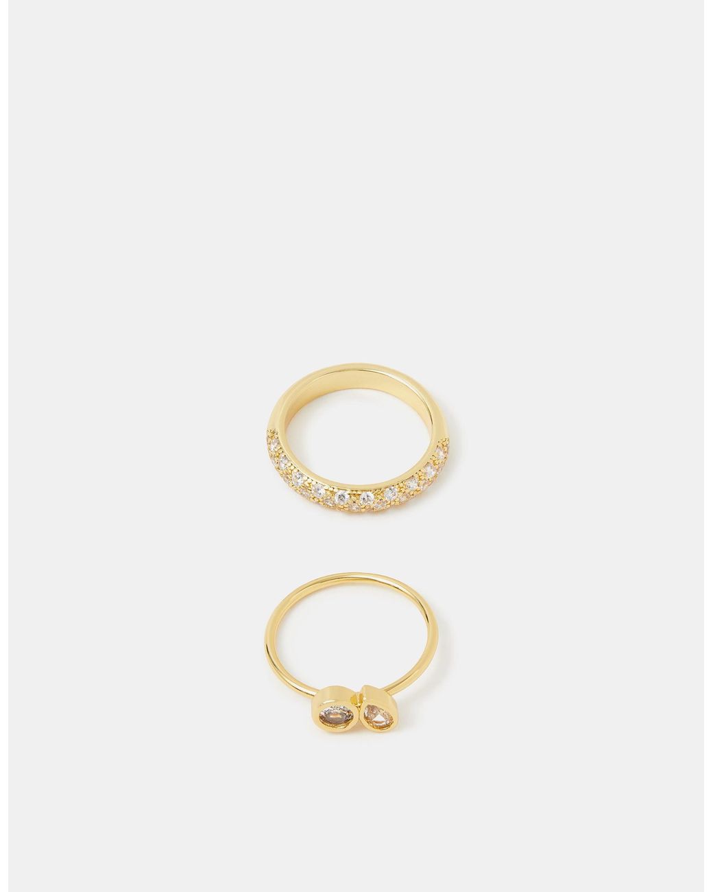 Accessorize White 2-Pack 14Ct-Plated Mix Diamanté Rings