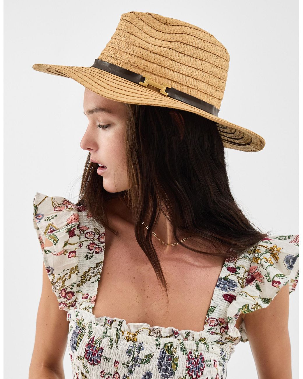 Accessorize Metallic Woven Fedora Hat