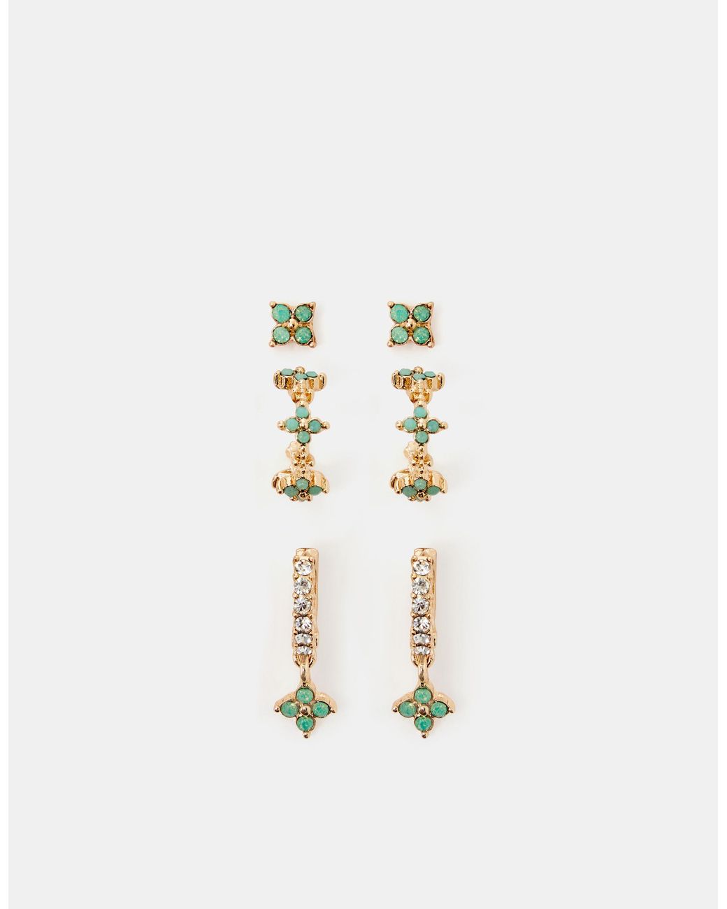 Accessorize Brown 3-Pack Flower Stud & Hoop Earrings