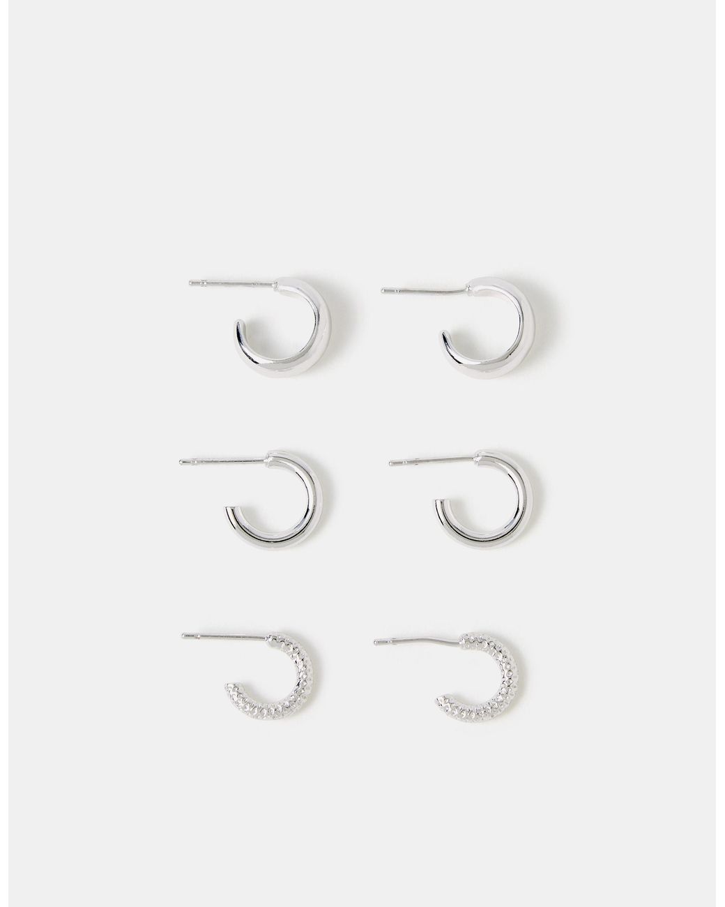 Accessorize White 3-Pack Sterling-Plated Mini Hoop Earrings