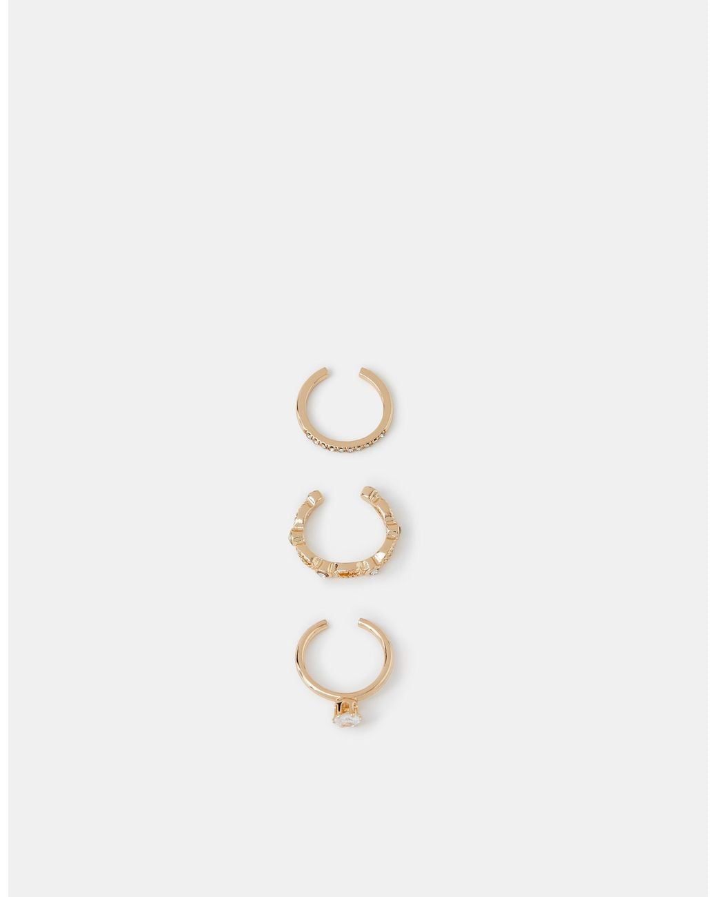 Accessorize Brown 3-Pack Mix Diamanté Toe Rings