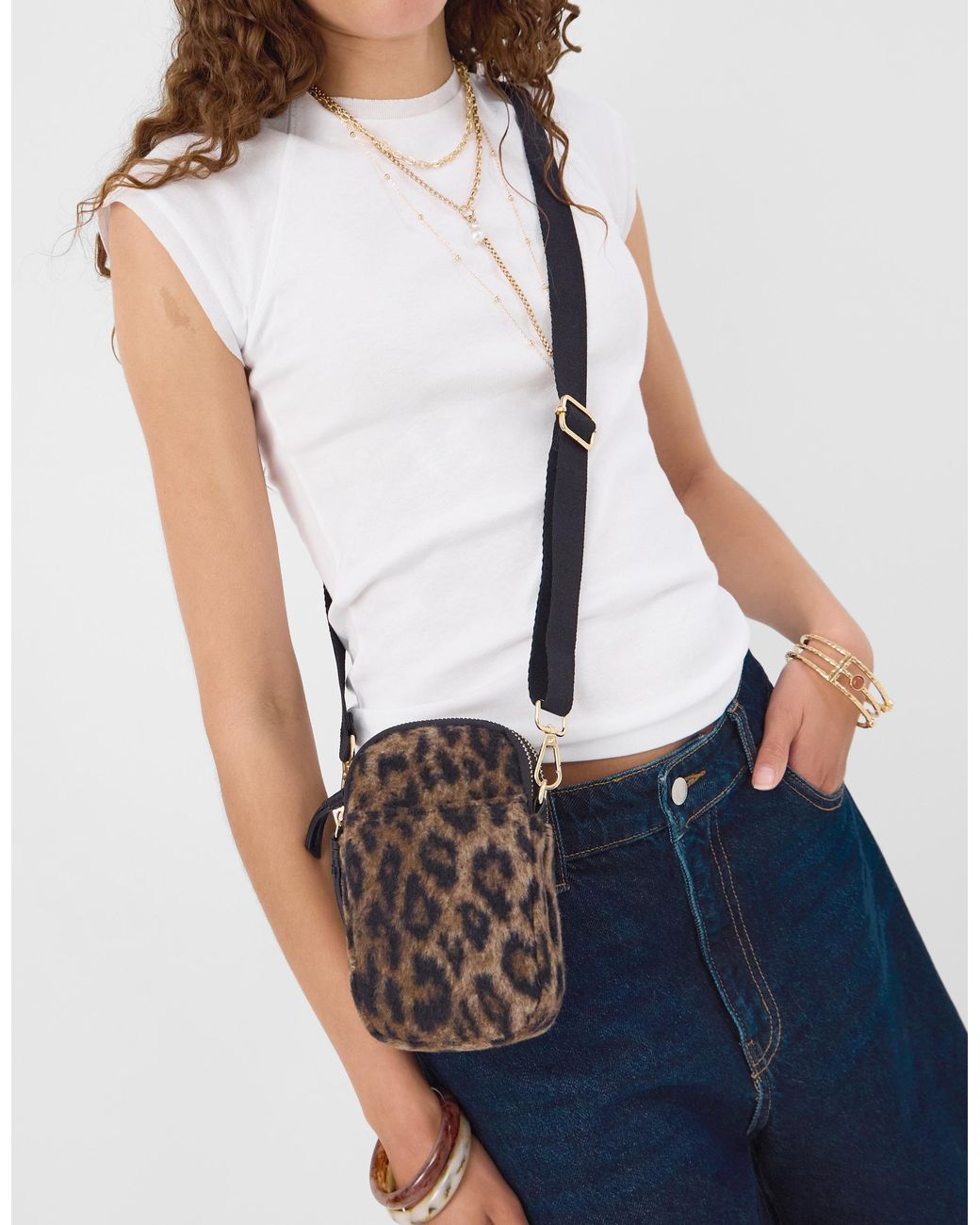 Accessorize White Leopard Print Phone Bag
