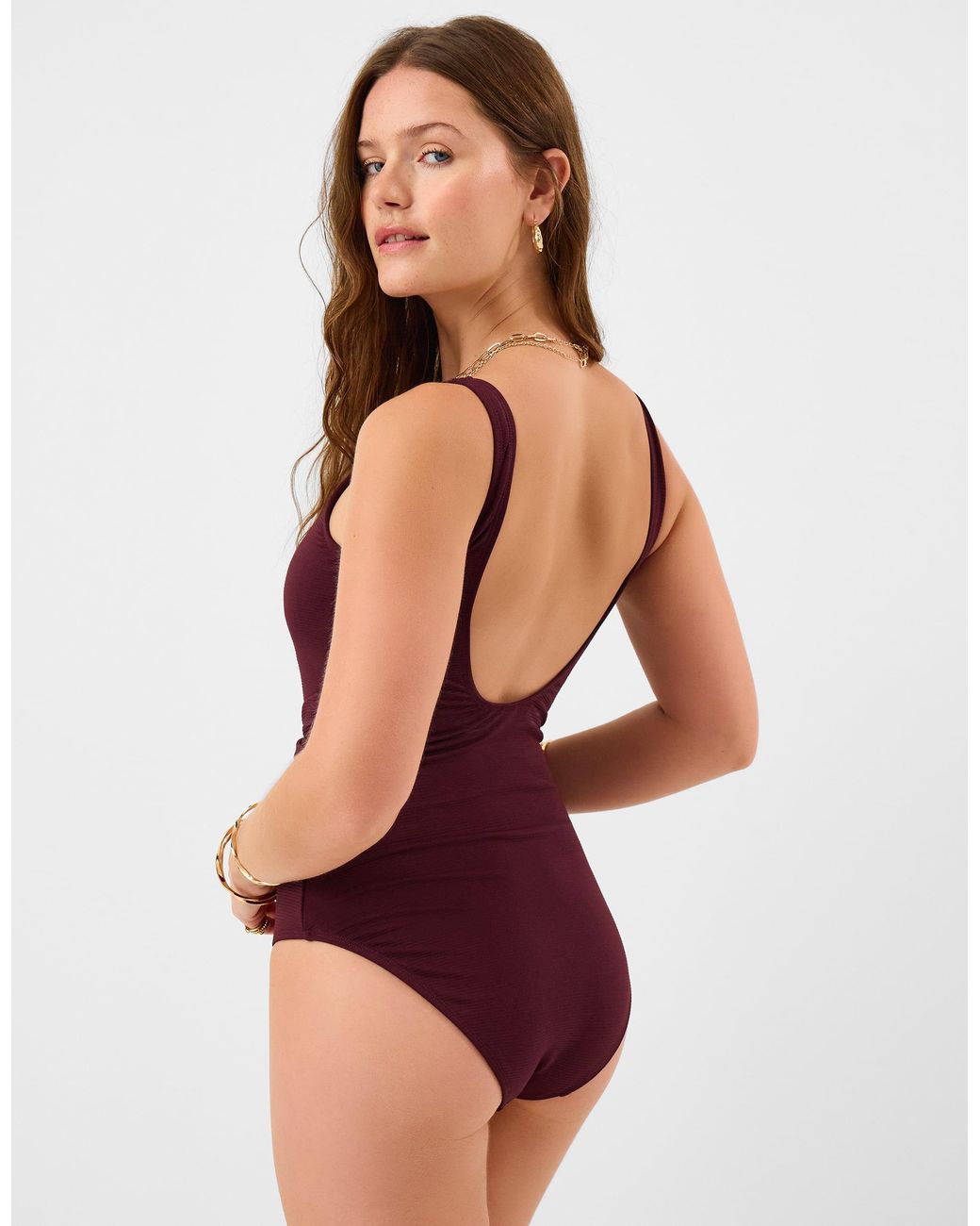 Accessorize Purple Molten Belted Shaping Swimsuit