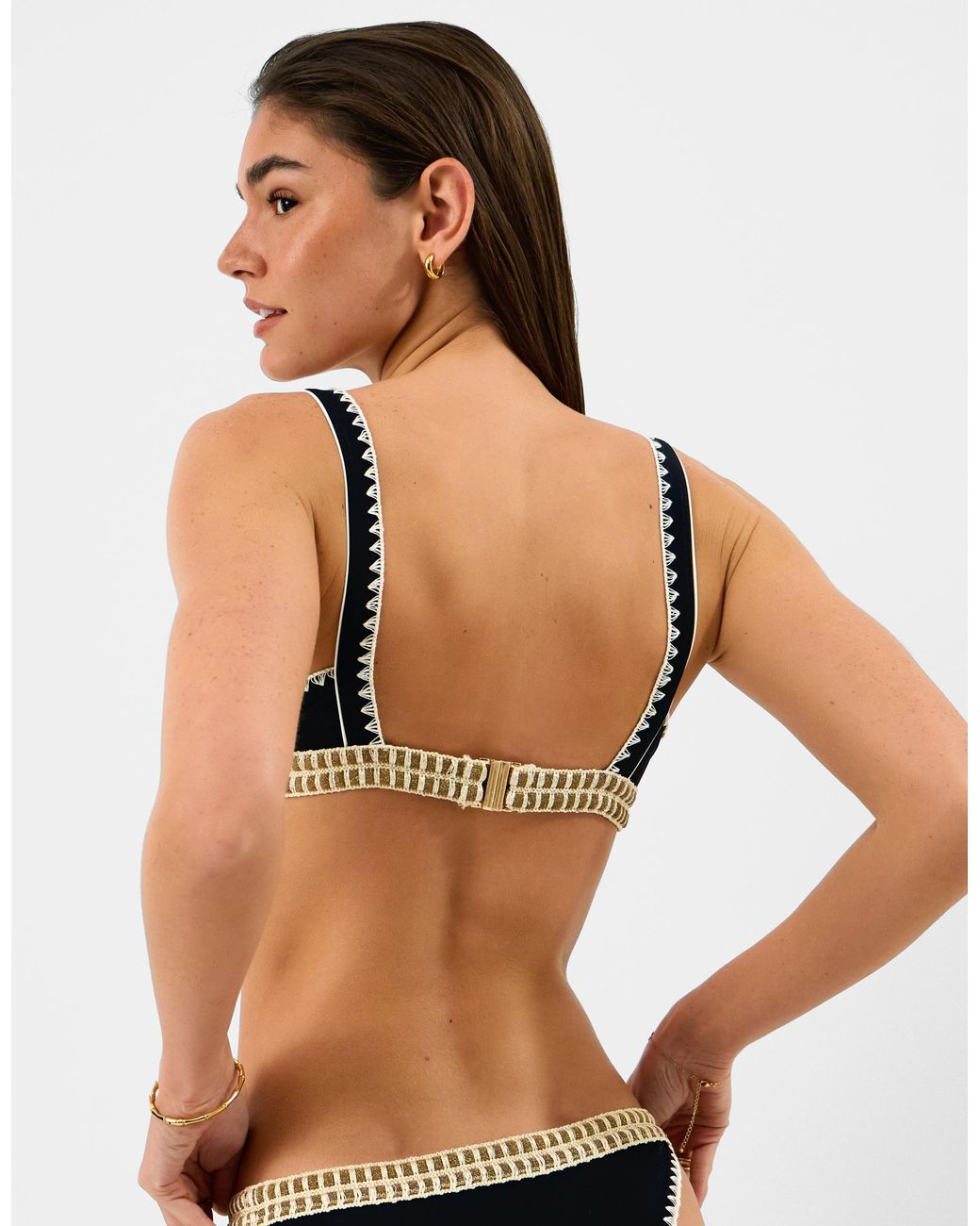 Accessorize Black Glitter Band Bikini Top