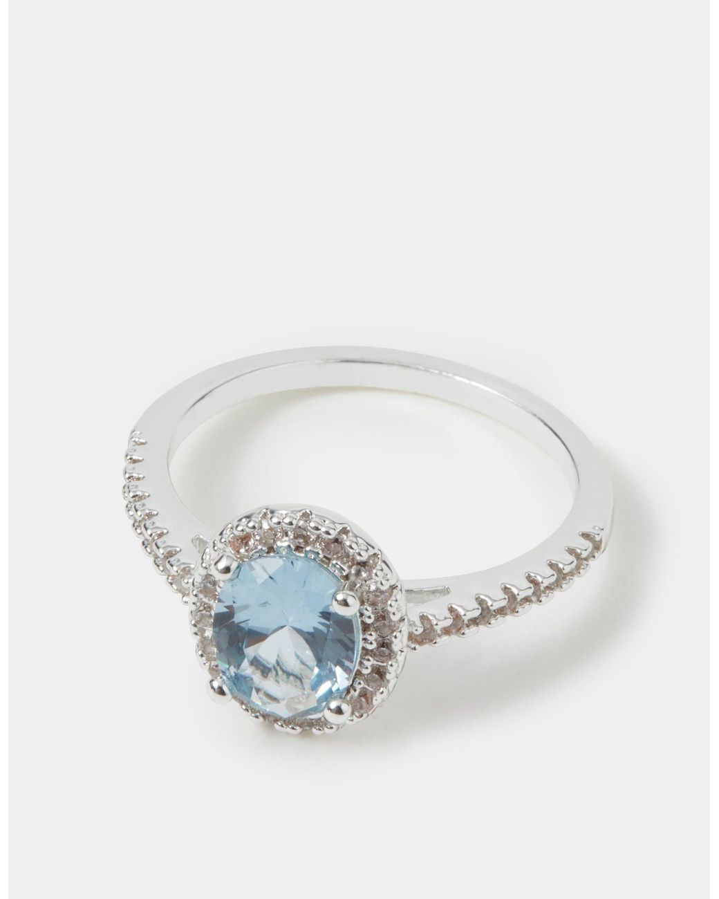 Accessorize White Cubic Zirconia Halo Engagement Ring