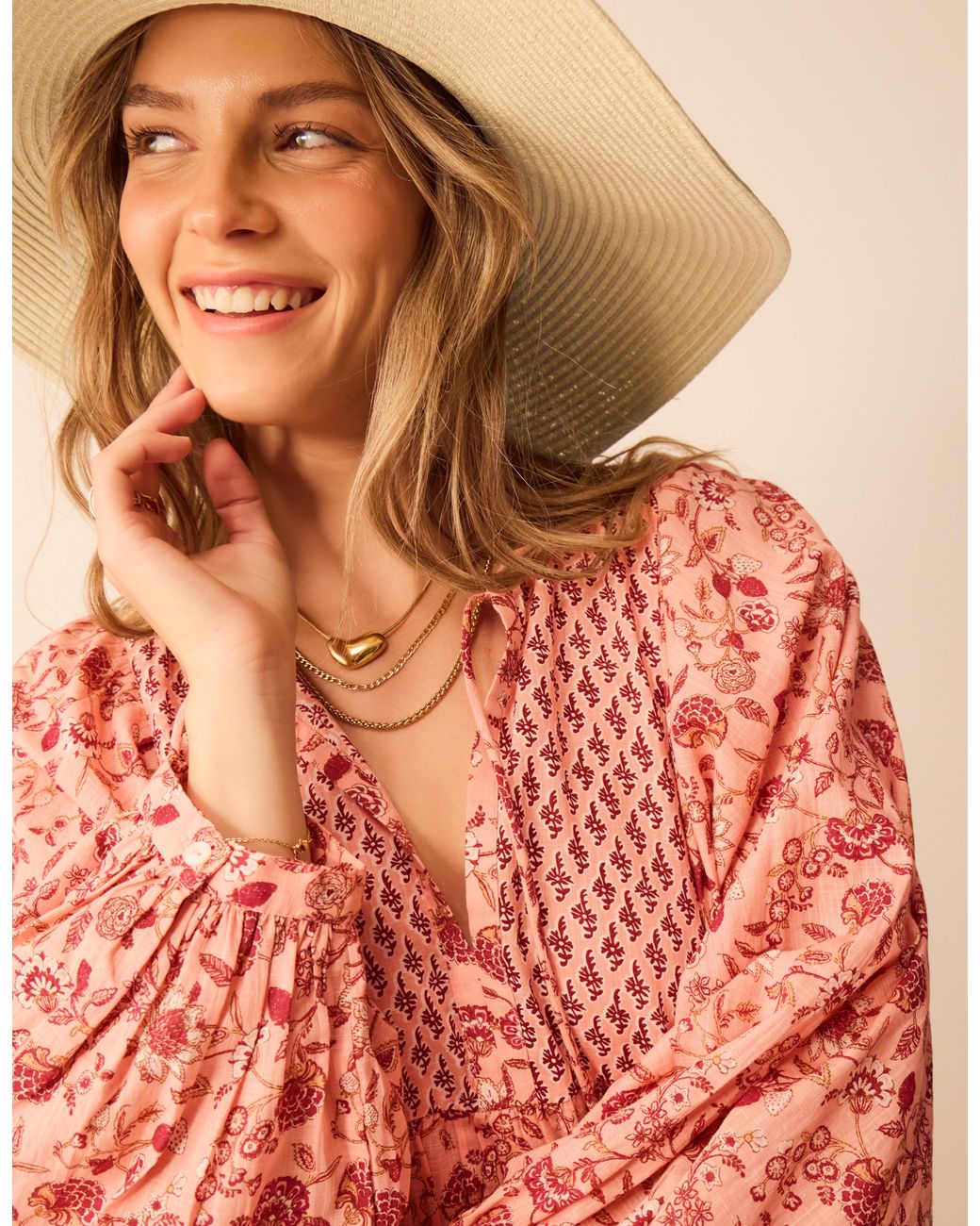 Accessorize Red Cotton Floral Mix Maxi Dress