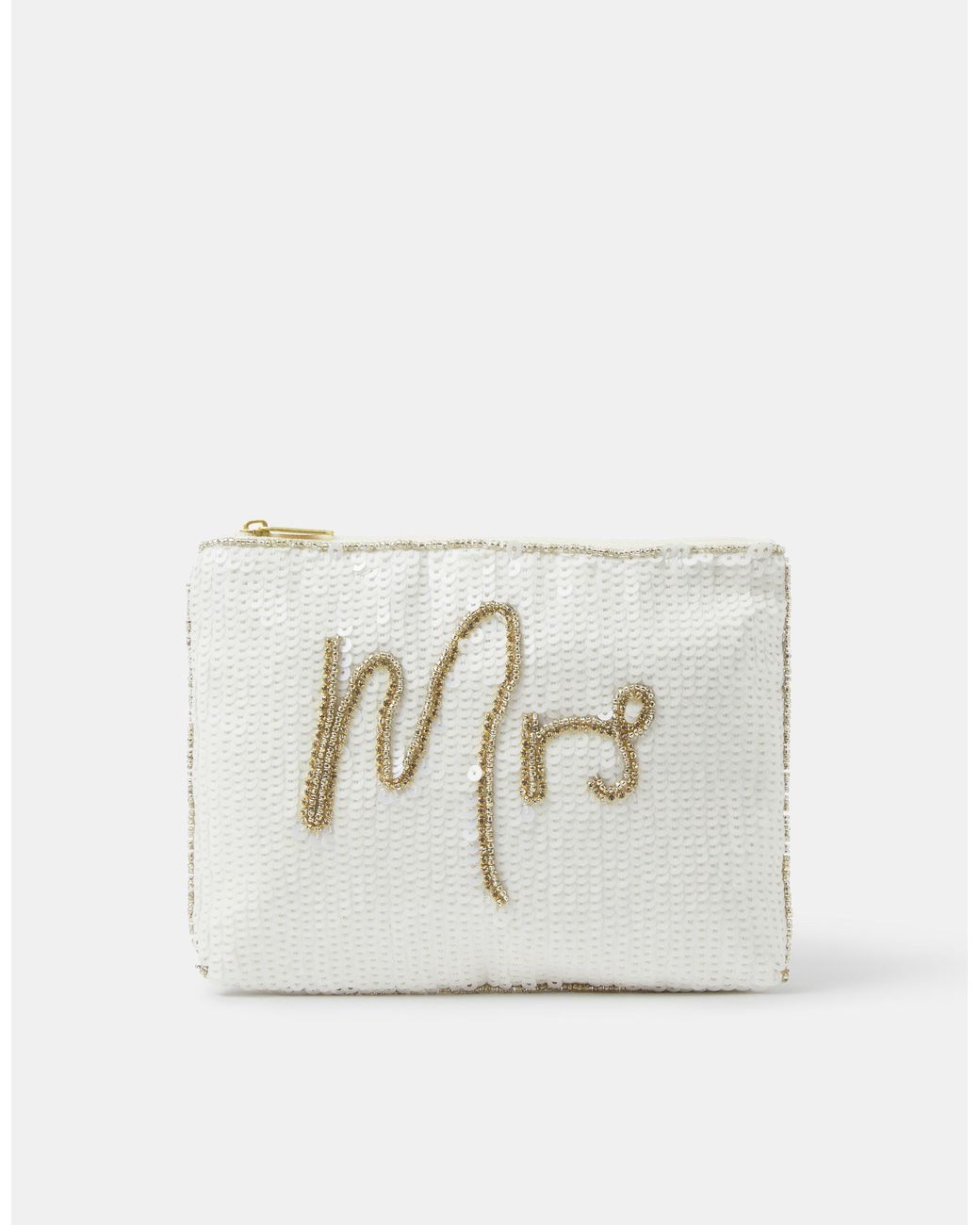 Accessorize White Mrs Sequin Bridal Pouch
