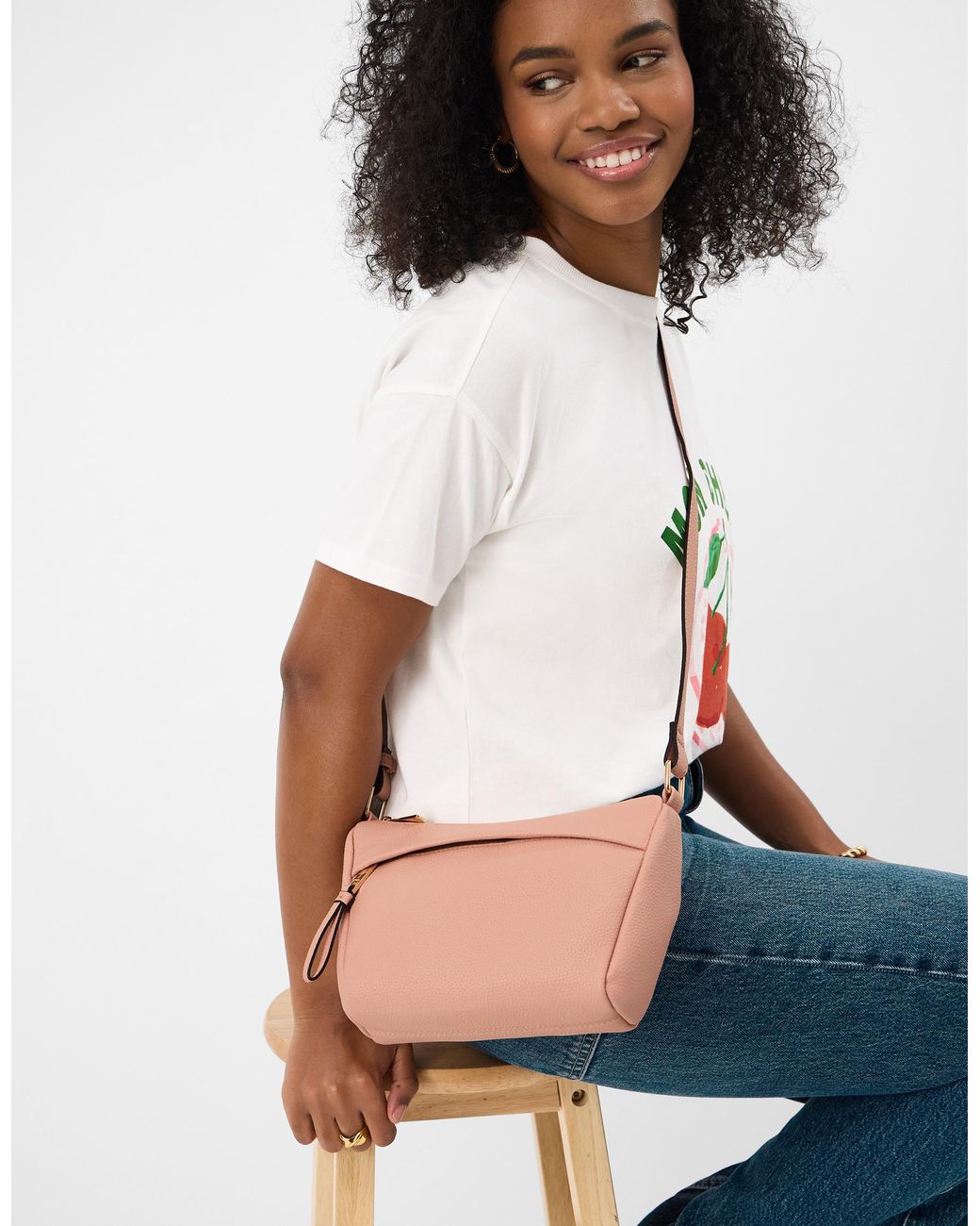 Accessorize Pink Zip Front Crossbody Bag