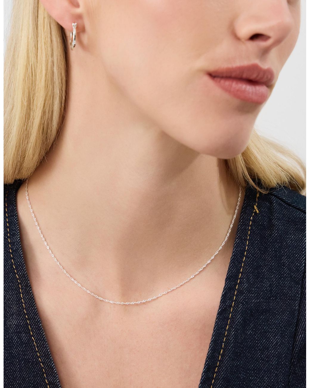 Accessorize White Sterling Twisted Chain Necklace