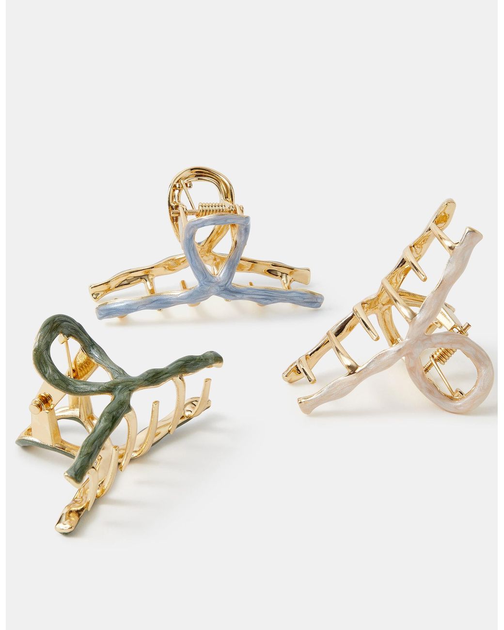 Accessorize White 3-Pack Twist Metal Claw Clips