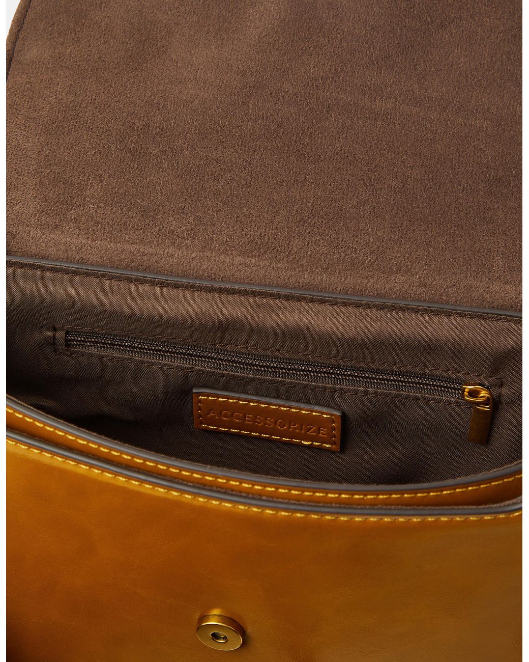 Accessorize Orange Leather Patent Crossbody Bag