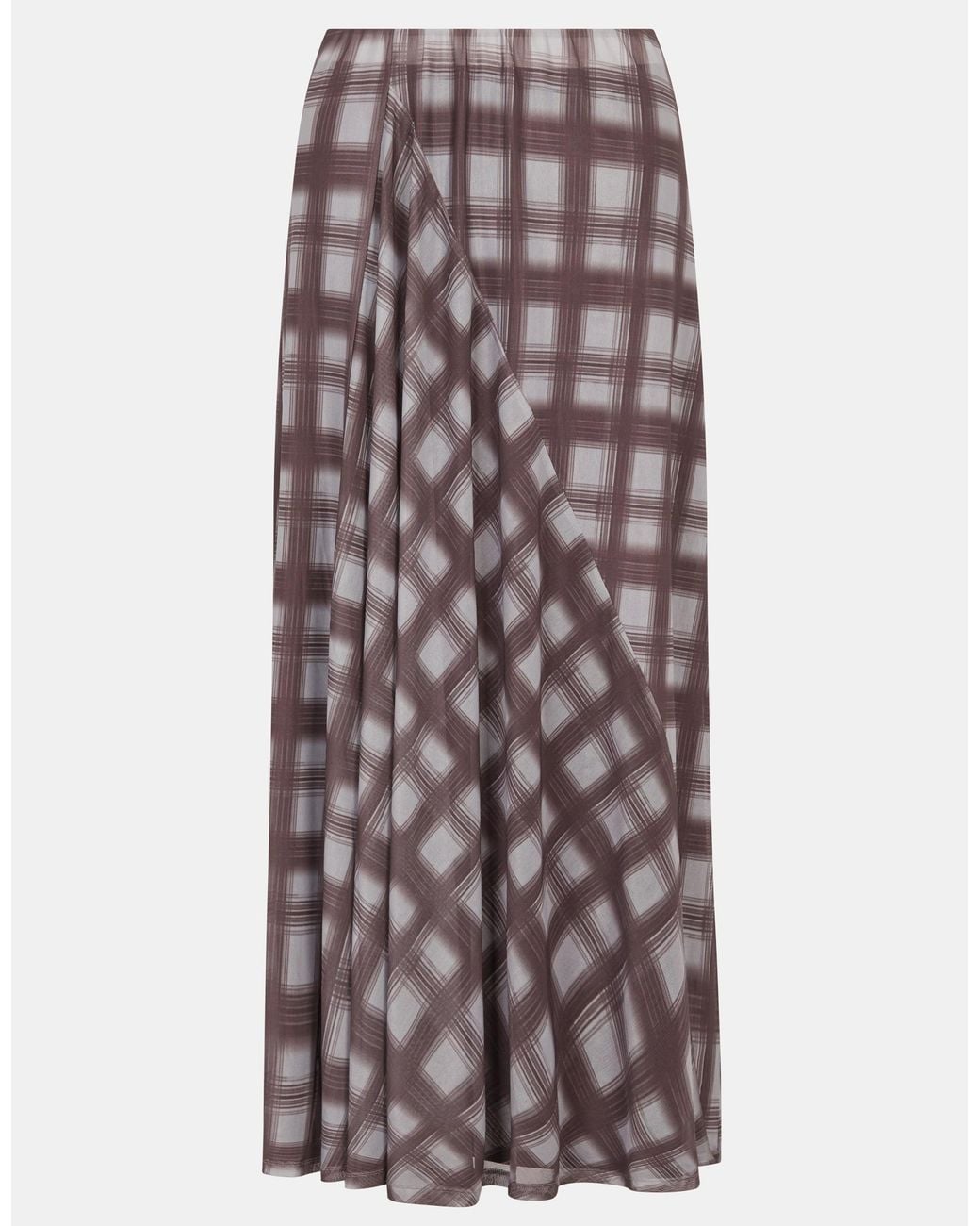 Accessorize Brown Check Print Mesh Midi Skirt