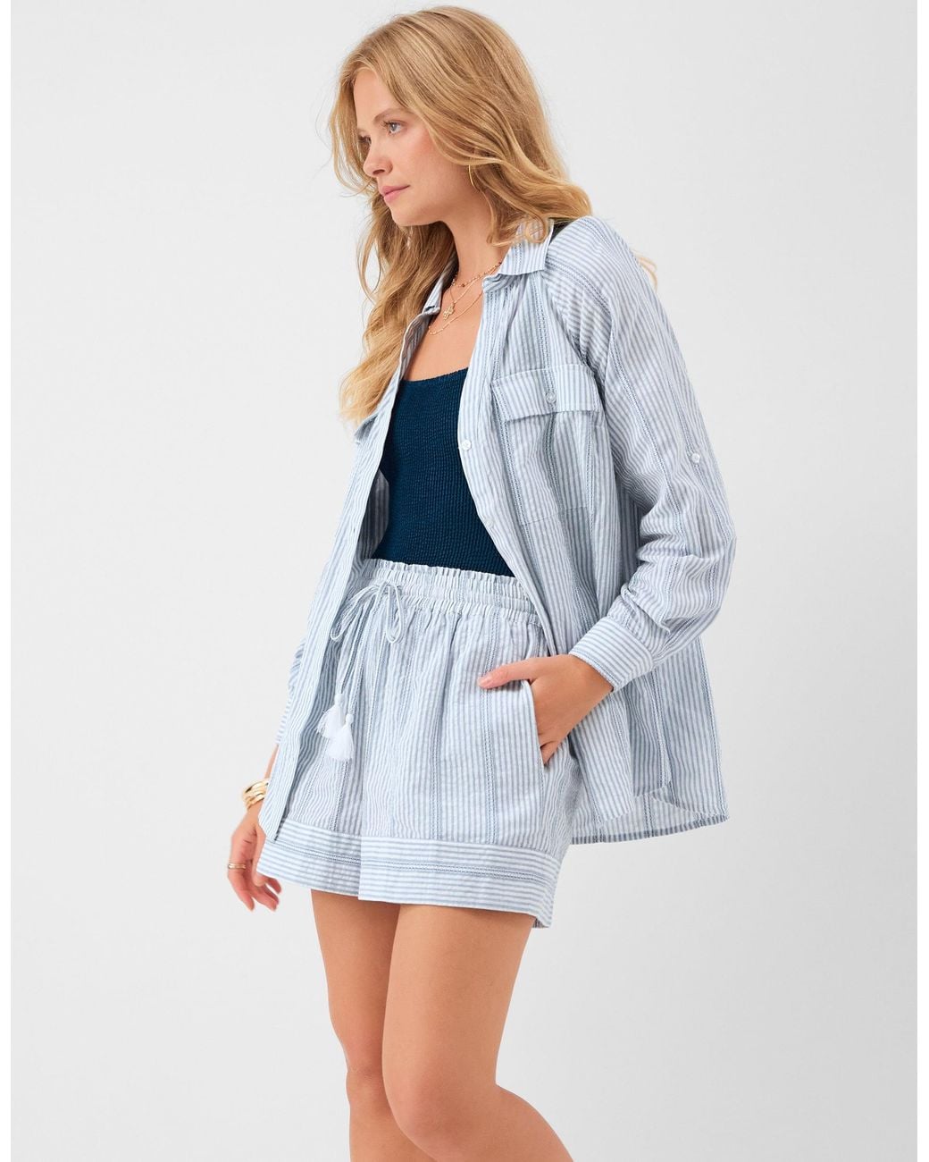 Accessorize Blue Stripe Cotton Shorts