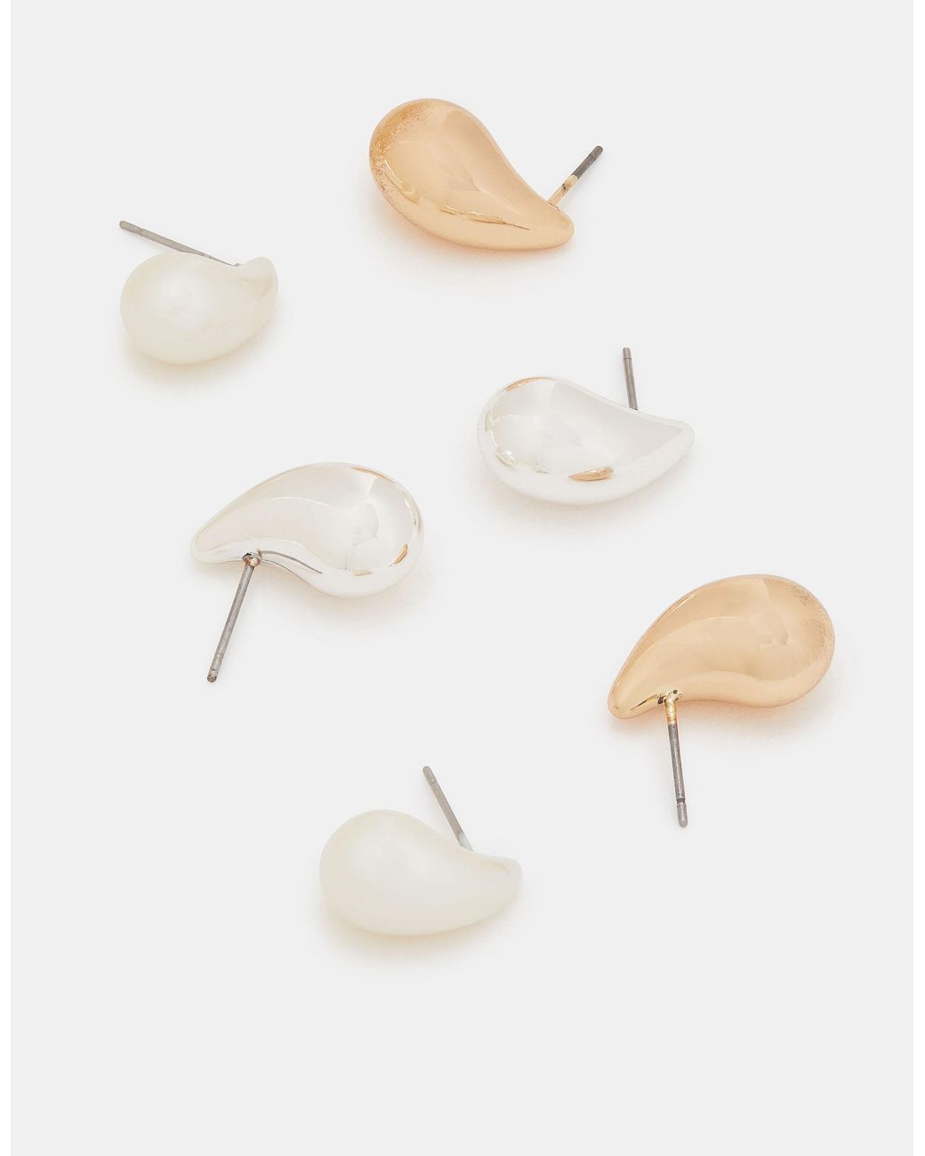 Accessorize White 3-Pack Mini Chunky Teardrop Earrings