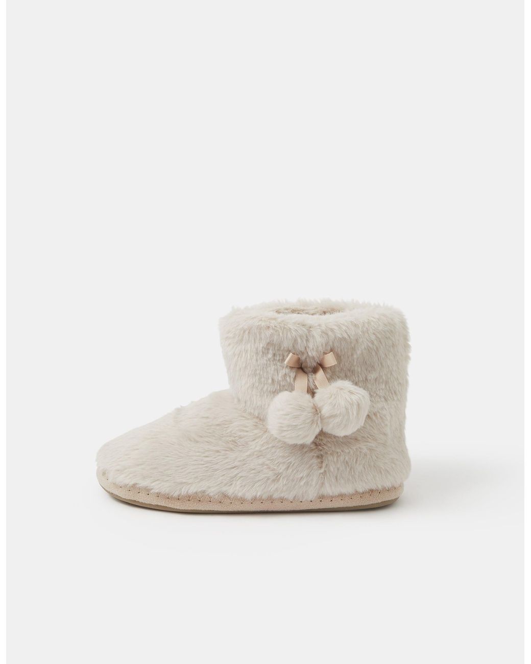 Accessorize White Faux Fur Boot Slippers