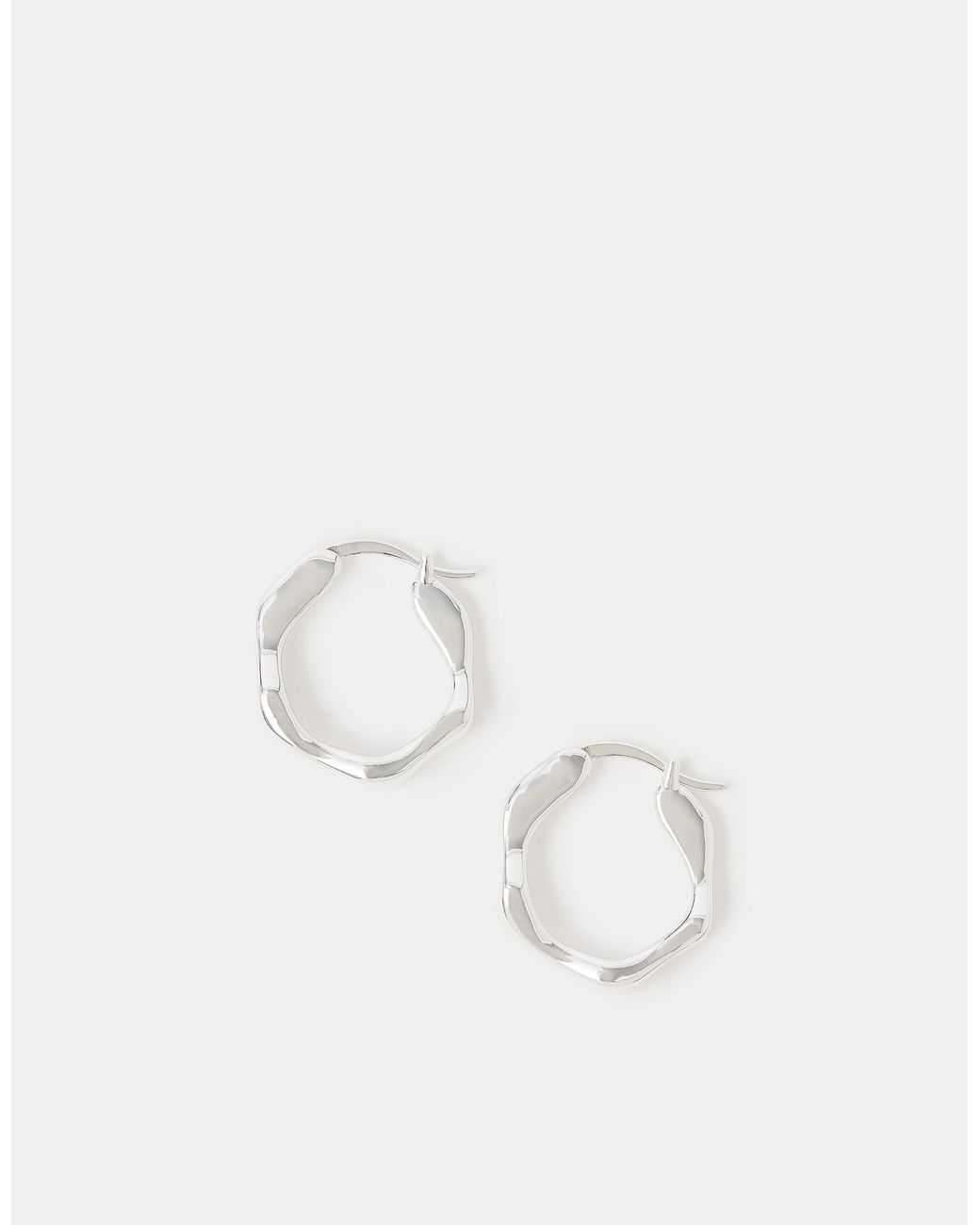 Accessorize White Sterling-Plated Chunky Molten Hoop Earrings