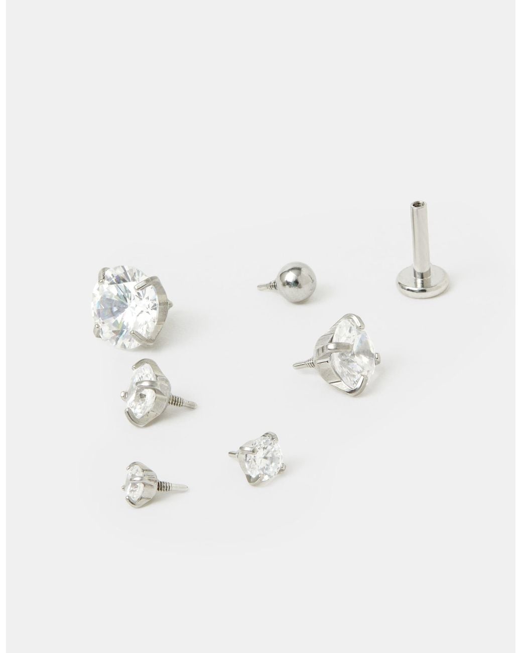 Accessorize Green 5-Pack Platinum-Plated Surgical Steel Cubic Zirconia Flatback Studs