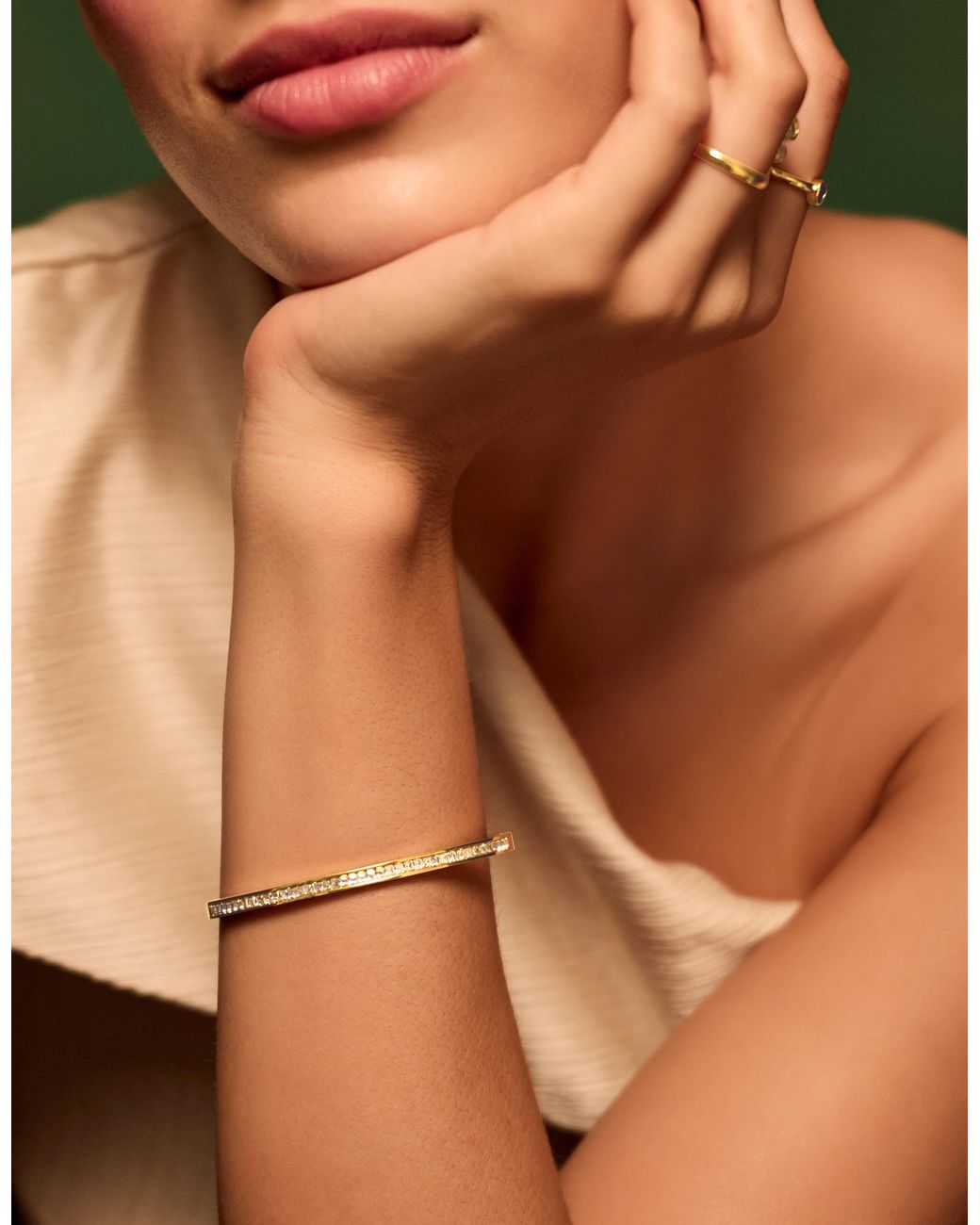 Accessorize White Stainless Steel Pavé Bangle