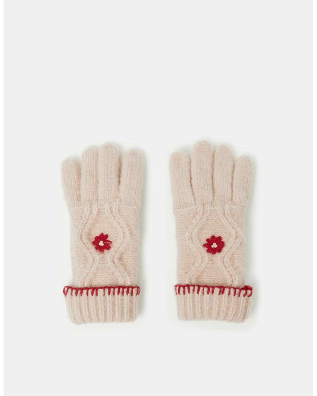 Accessorize Natural Flower Cable Knit Gloves